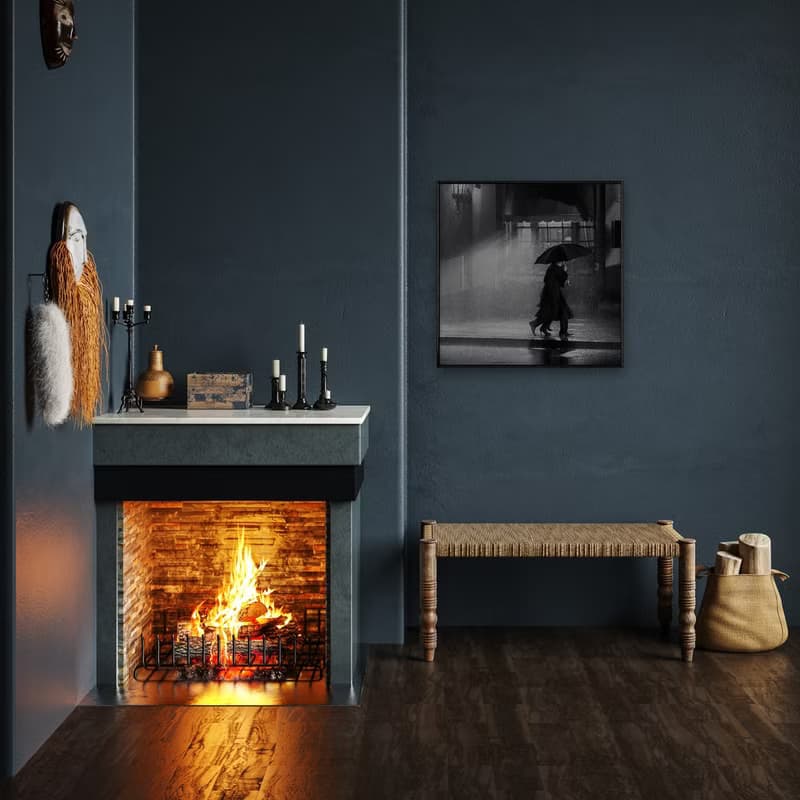 傘下儷人(方版) -雨天共撐傘黑白攝影/情人節禮物/告白/畫框雷雕