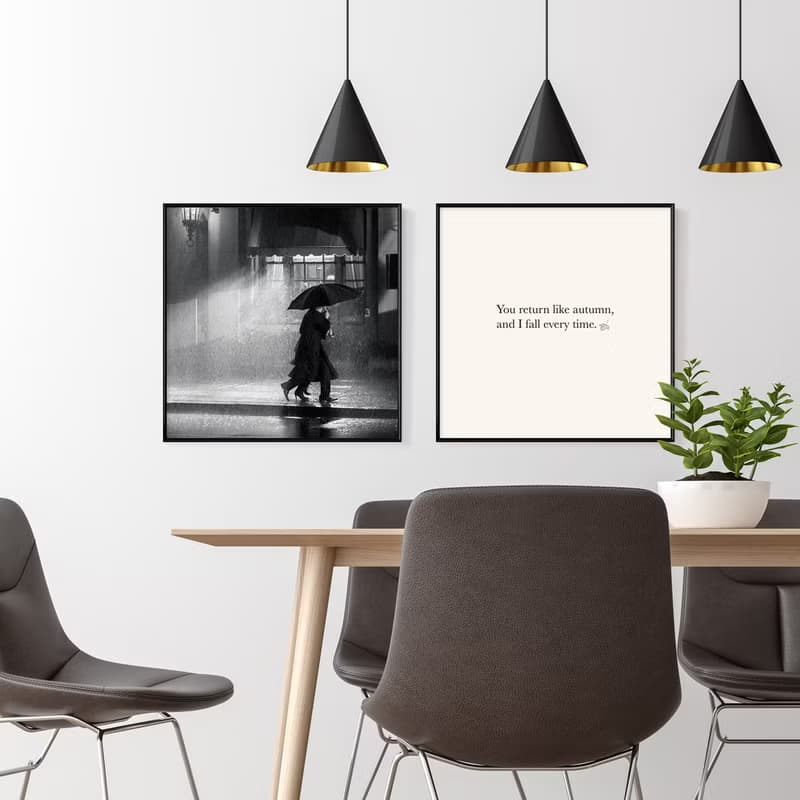 傘下儷人(方版) -雨天共撐傘黑白攝影/情人節禮物/告白/畫框雷雕