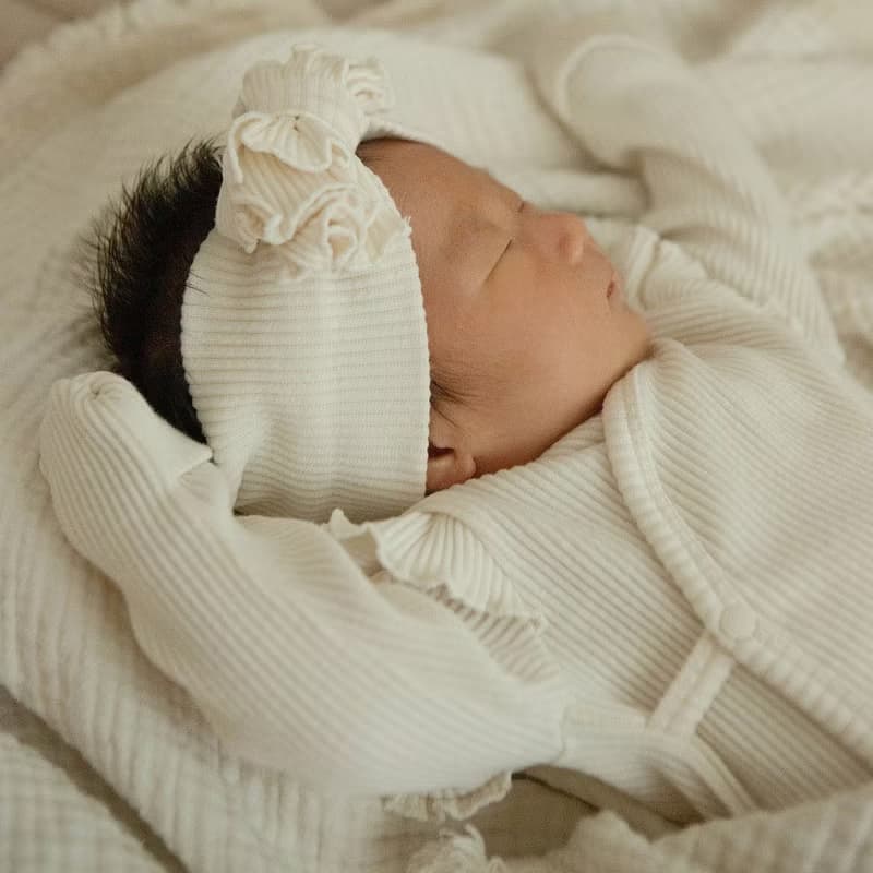 韓國彈力羅紋材質荷葉袖邊新生兒套裝 •Raon Newborn Set•