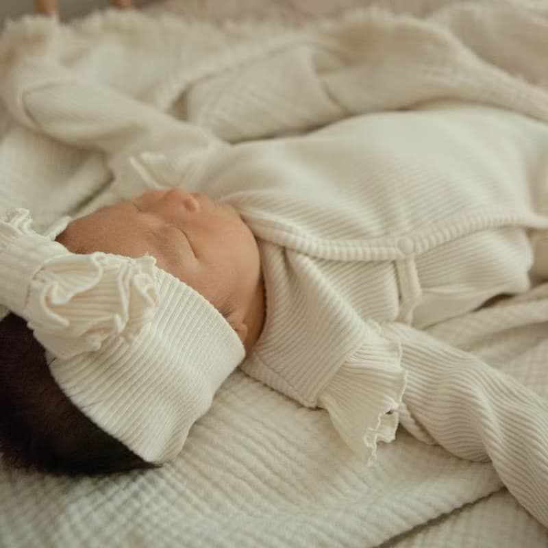 韓國彈力羅紋材質荷葉袖邊新生兒套裝 •Raon Newborn Set•