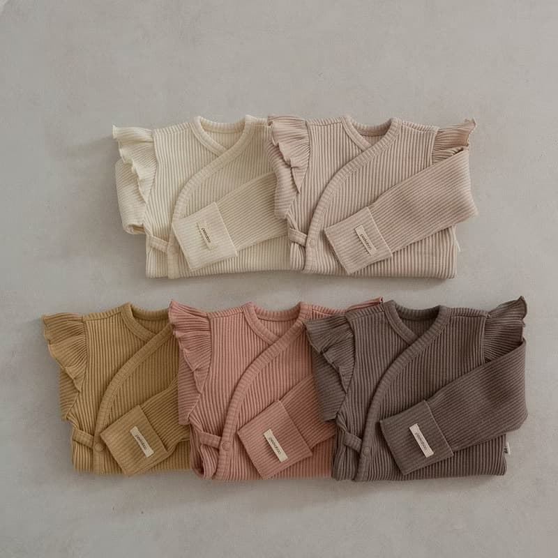 韓國彈力羅紋材質荷葉袖邊新生兒套裝 •Raon Newborn Set•