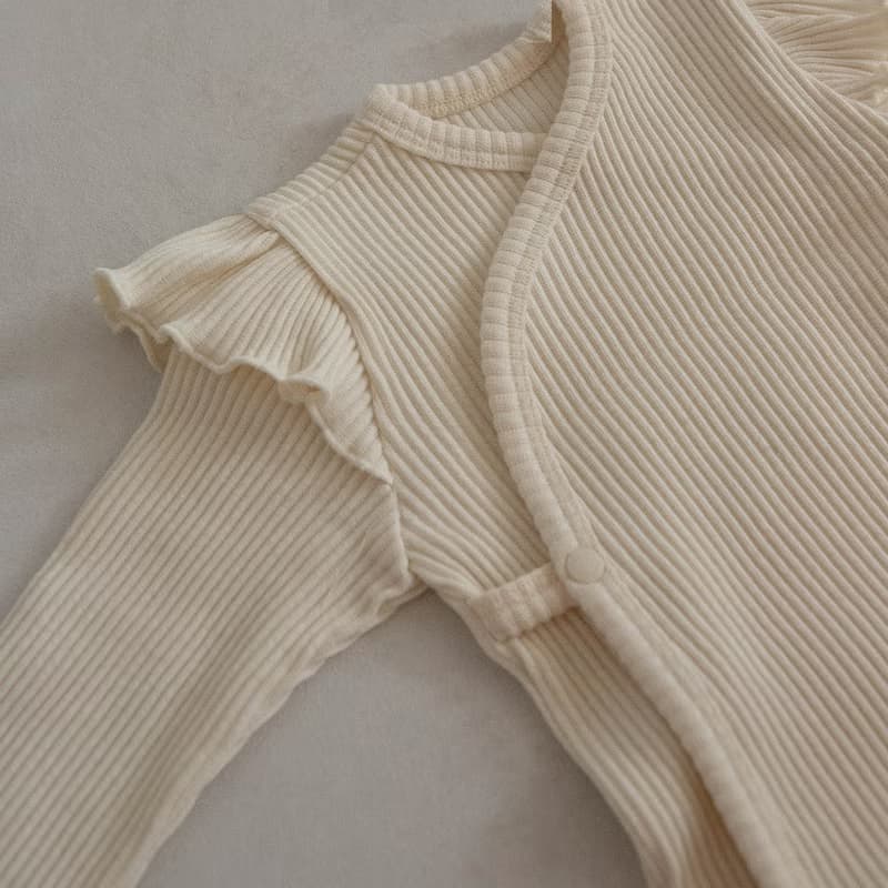 韓國彈力羅紋材質荷葉袖邊新生兒套裝 •Raon Newborn Set•