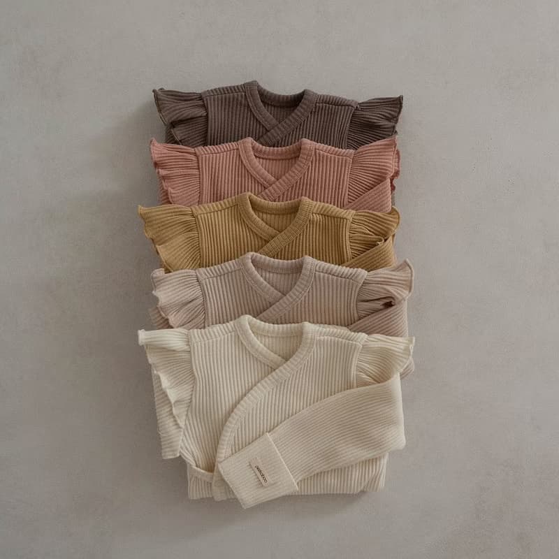 韓國彈力羅紋材質荷葉袖邊新生兒套裝 •Raon Newborn Set•