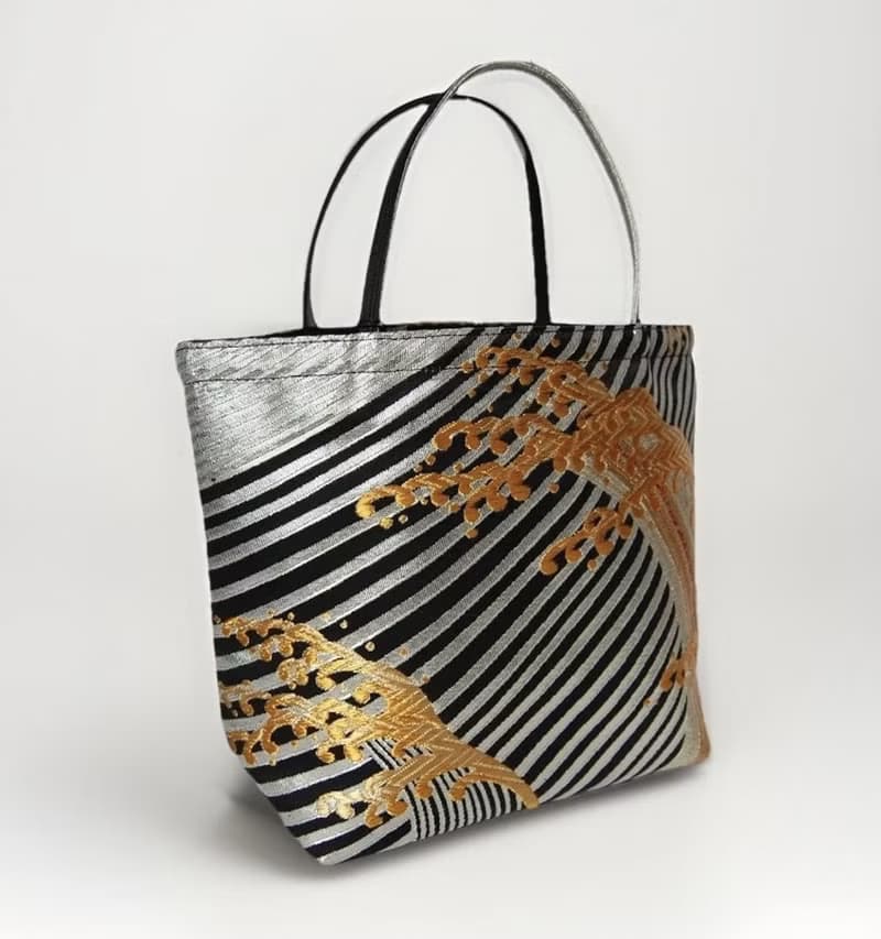獨一無二真絲和服袋帶托特包, 日本手工刺繡升級改造包, 和風藝術