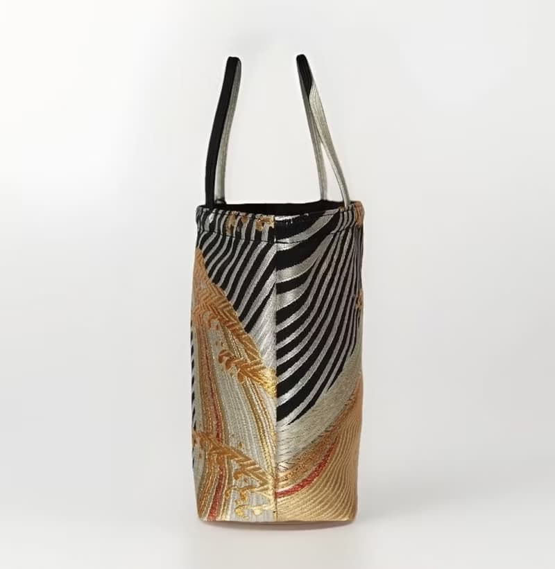 獨一無二真絲和服袋帶托特包, 日本手工刺繡升級改造包, 和風藝術