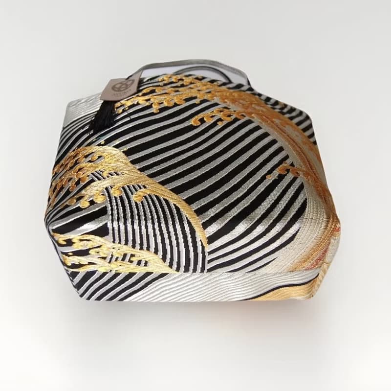 獨一無二真絲和服袋帶托特包, 日本手工刺繡升級改造包, 和風藝術