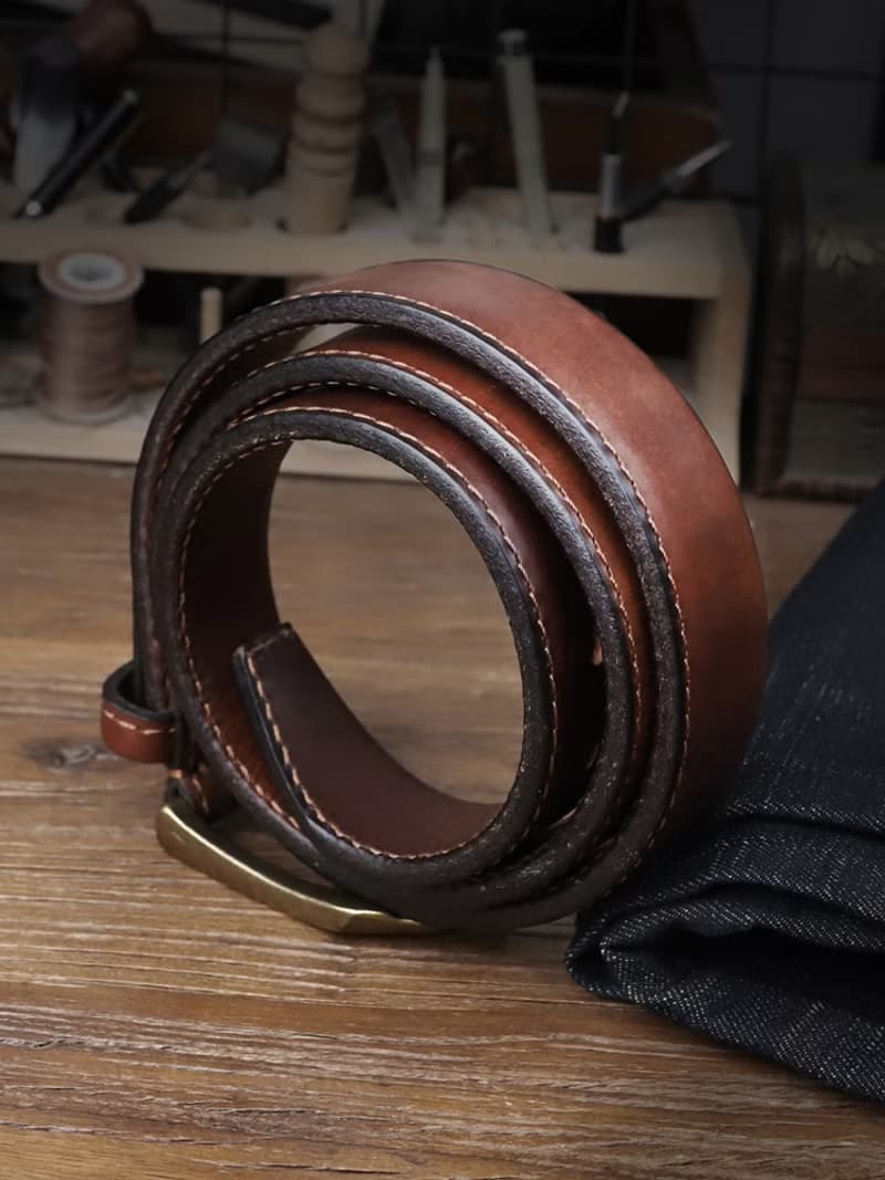 雙層加厚純牛皮腰帶 復古真皮皮帶 寬度3.9cm