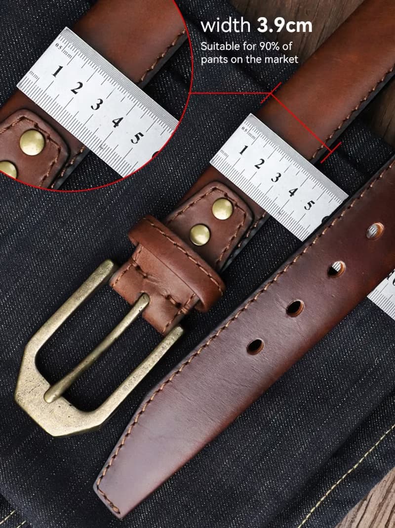 雙層加厚純牛皮腰帶 復古真皮皮帶 寬度3.9cm