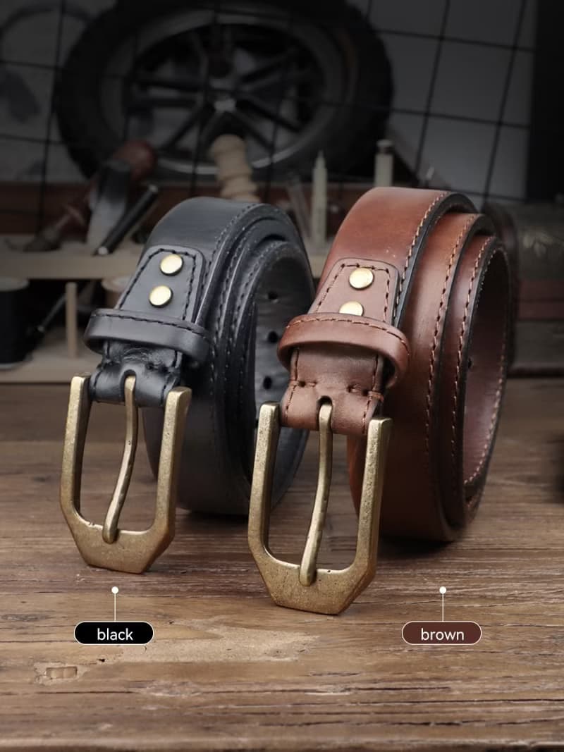 雙層加厚純牛皮腰帶 復古真皮皮帶 寬度3.9cm