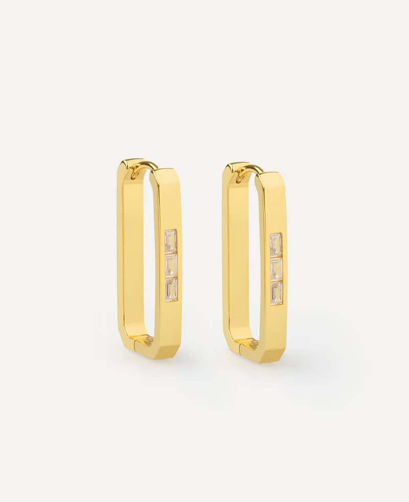 Seva方形鋯石矩形耳扣 | Sachelle Collective