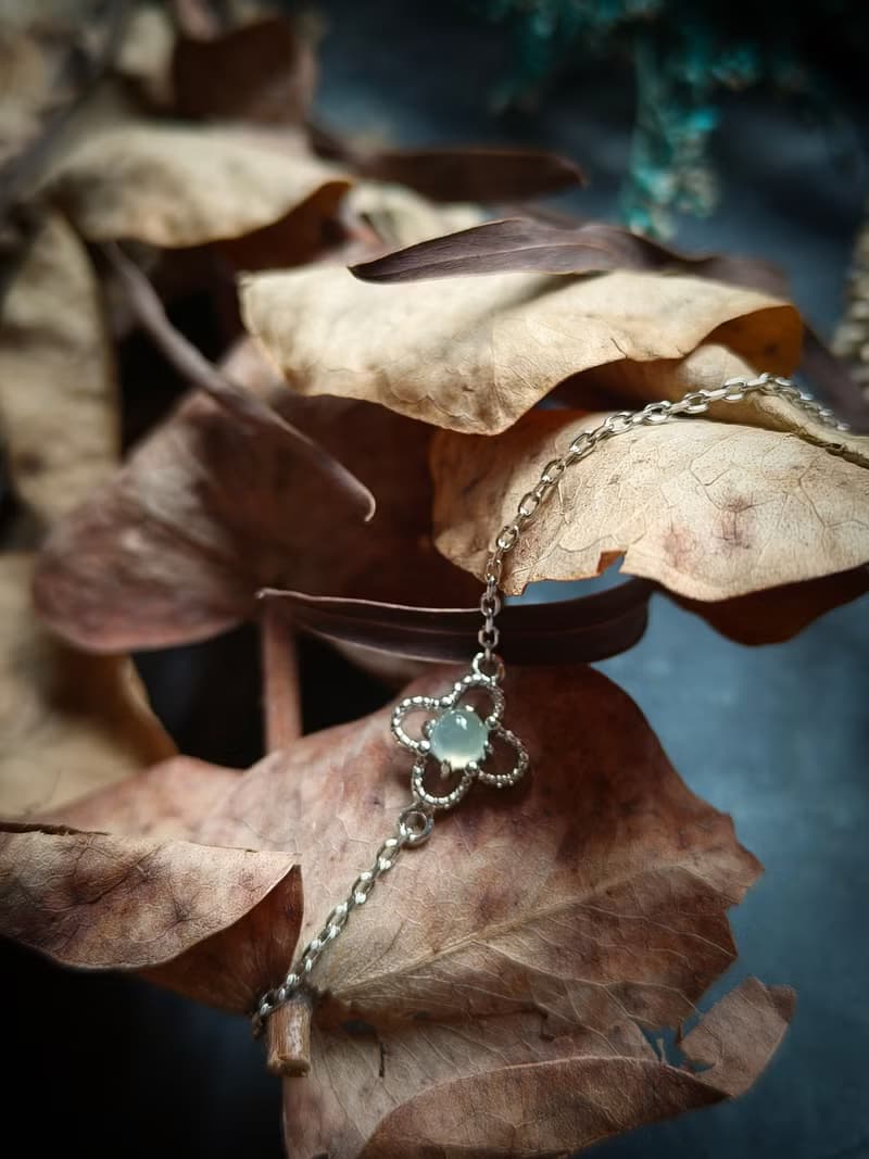 天然緬甸冰種白翡翠銀手鍊