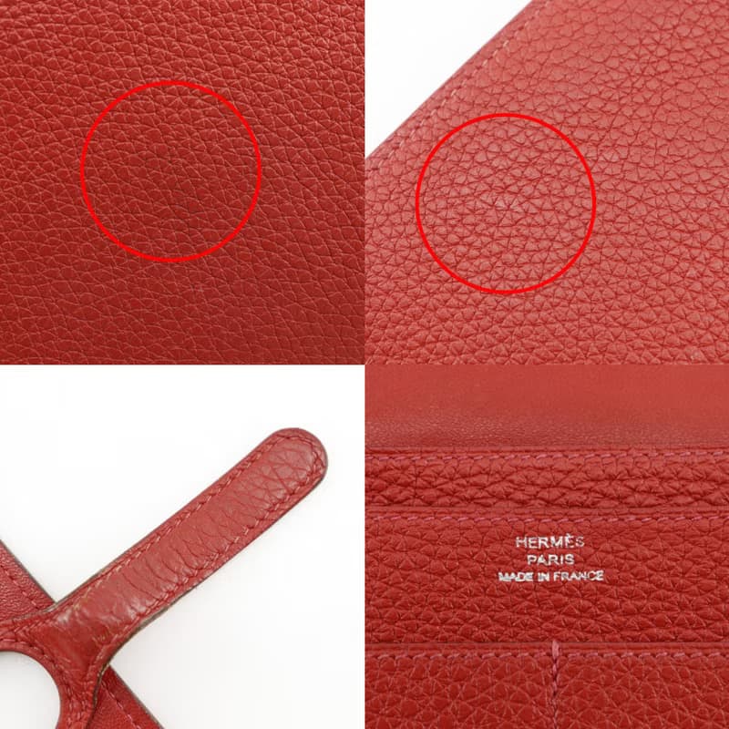 【日本直送】エルメス HERMES ドゴンGM 長財布 トリヨンクレマンス 赤  レディース【中古】