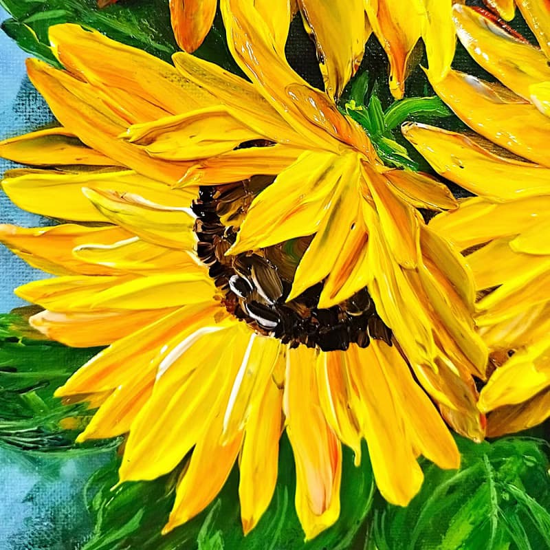 Sunflower Painting Bouquet Textured Art Wall Decoration Artwork