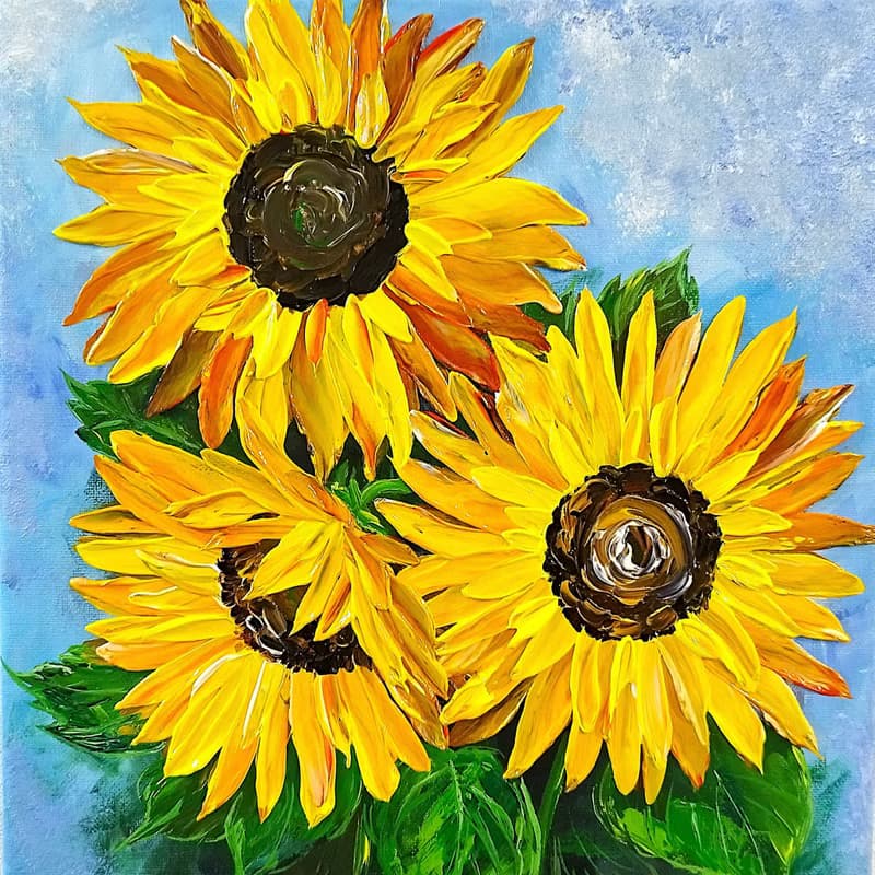 Sunflower Painting Bouquet Textured Art Wall Decoration Artwork