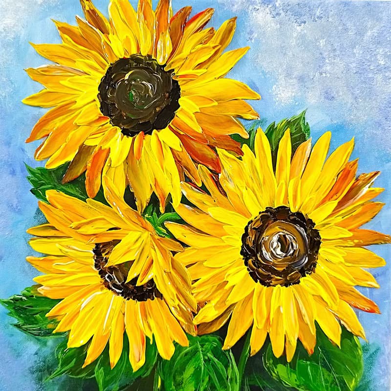 Sunflower Painting Bouquet Textured Art Wall Decoration Artwork