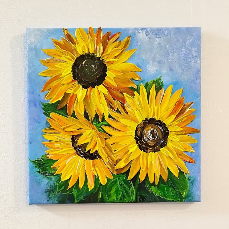 Sunflower Painting Bouquet Textured Art Wall Decoration Artwork