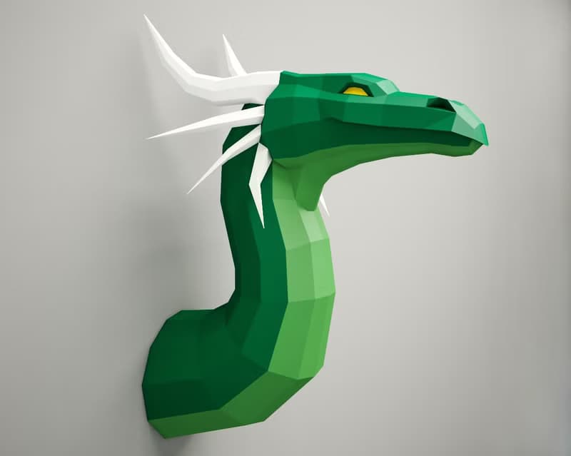【數位】Papercraft Dragon 3D, DIY Paper Craft project, Sculpture decor, DIGITAL TEMPLATE