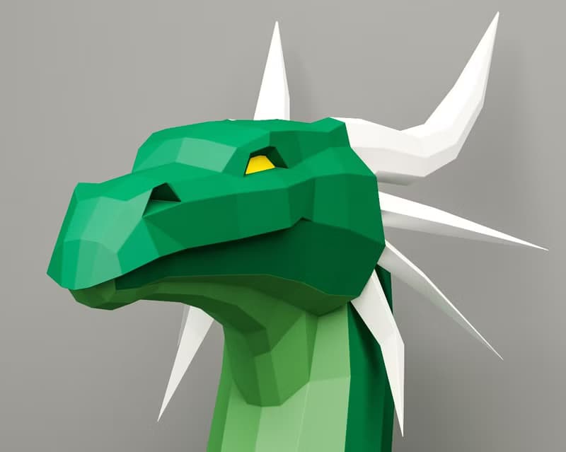 【數位】Papercraft Dragon 3D, DIY Paper Craft project, Sculpture decor, DIGITAL TEMPLATE