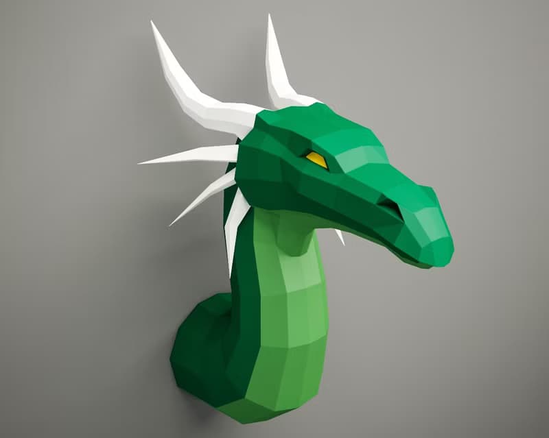 【數位】Papercraft Dragon 3D, DIY Paper Craft project, Sculpture decor, DIGITAL TEMPLATE