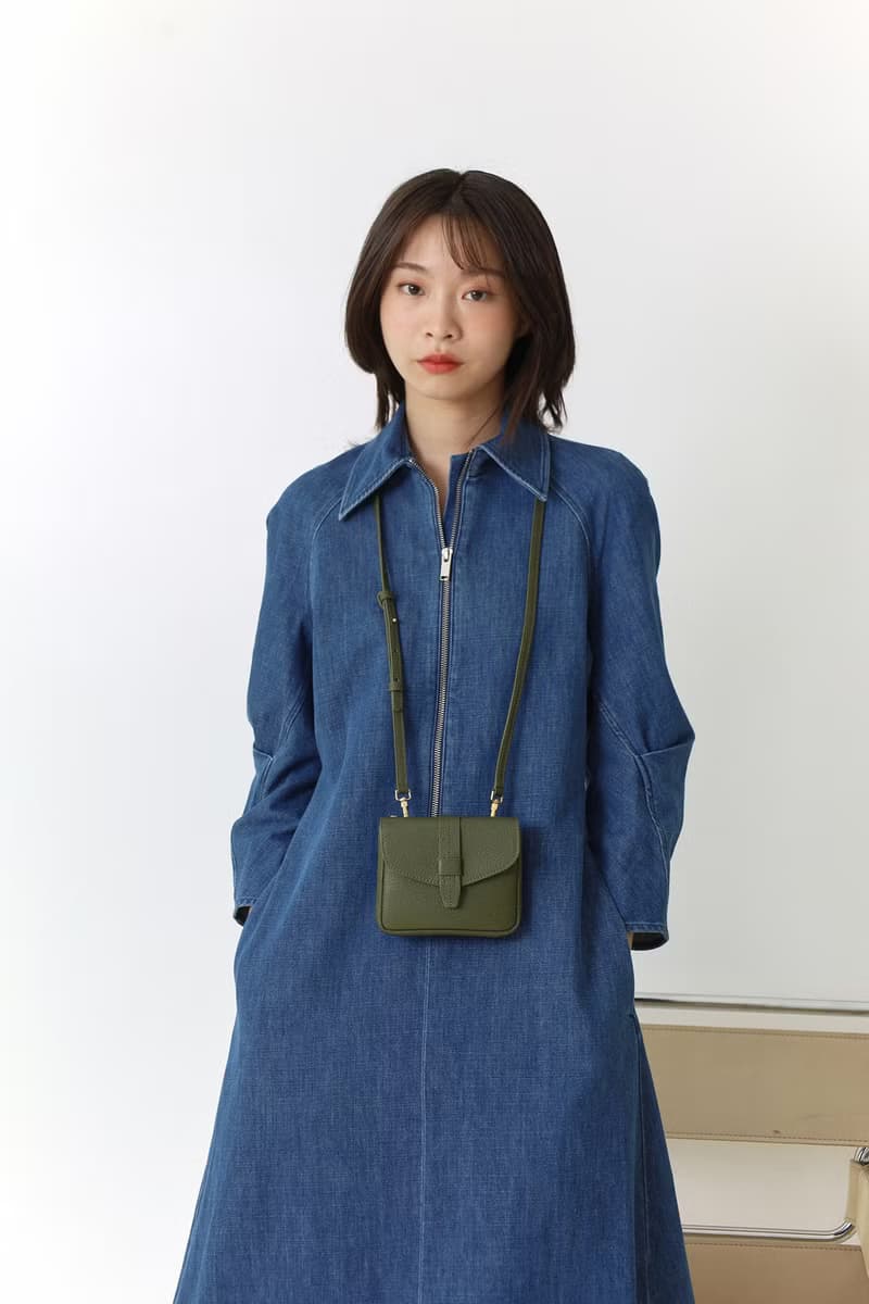 Khloe (Moss green): Micro bag, Short wallet, Crossbody bag, Cow Leather wallet