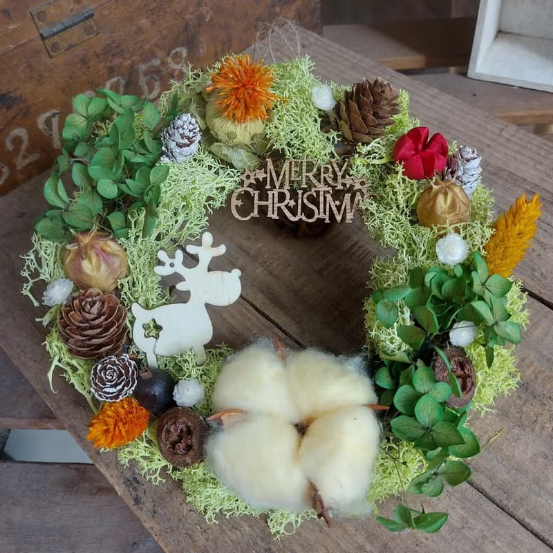Hello Green W017綠野苔草花圈 聖誕裝飾 花環 乾燥花 2023花圈