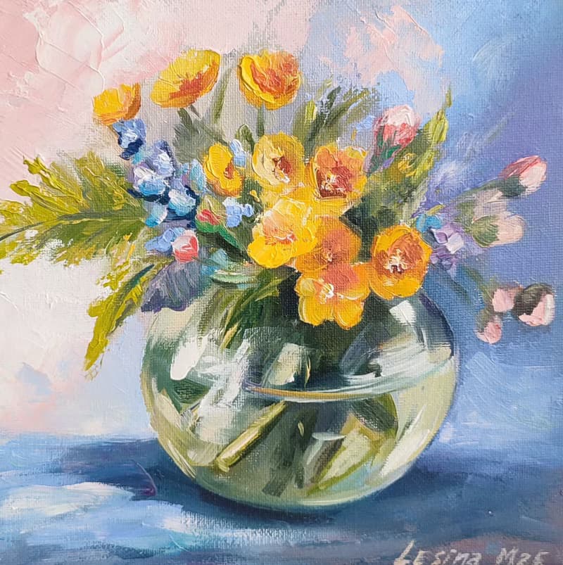 Wild Flowers Painting Flower Original Art Still life Oil Artwork Bouquet Flowers