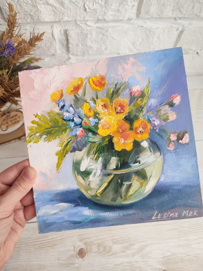 Wild Flowers Painting Flower Original Art Still life Oil Artwork Bouquet Flowers