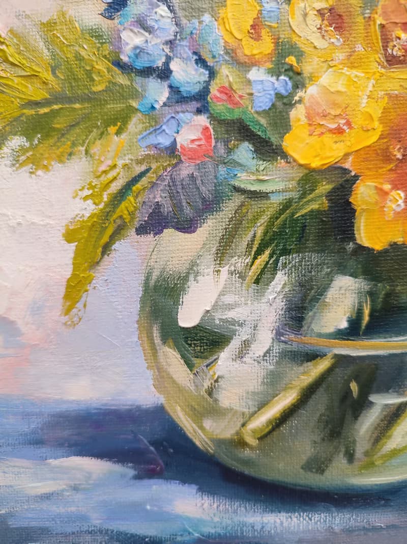 Wild Flowers Painting Flower Original Art Still life Oil Artwork Bouquet Flowers
