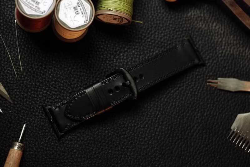 【歡慶週年慶】【超划算】 applewatch真皮手縫錶帶-黑