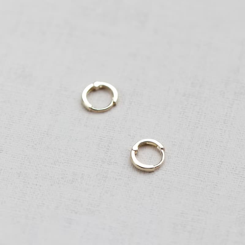 14K  7.5 mm圓耳扣耳環 (內徑 5.5 mm)(單個)