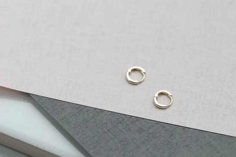 14K  7.5 mm圓耳扣耳環 (內徑 5.5 mm)(單個)