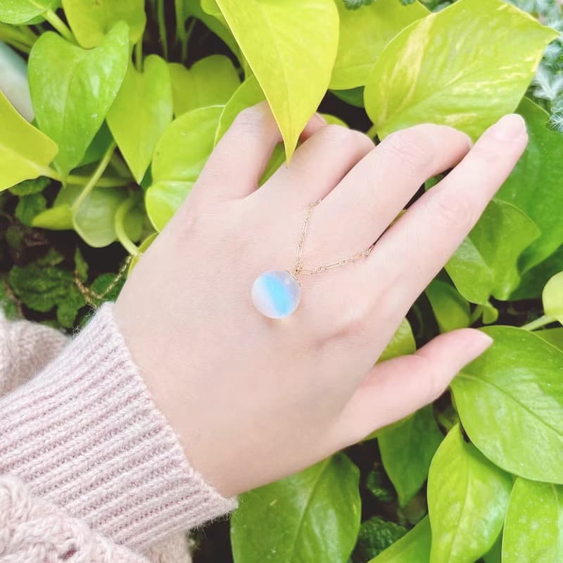 藍暈月光石 大燈泡項鍊水晶