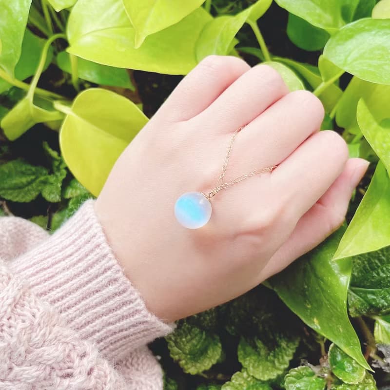 藍暈月光石 大燈泡項鍊水晶