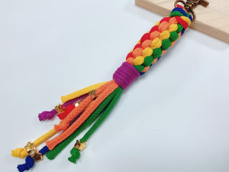 迷之作-彩虹稻穗手作編織鑰匙圈