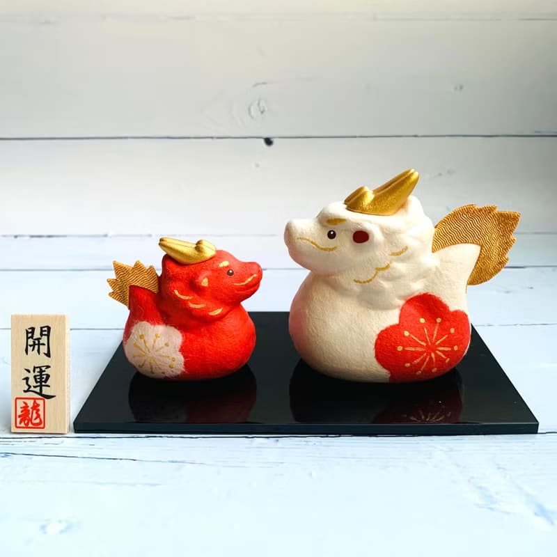 紅白福圓龍-親子組-和紙手工-生肖吉祥物(龍)