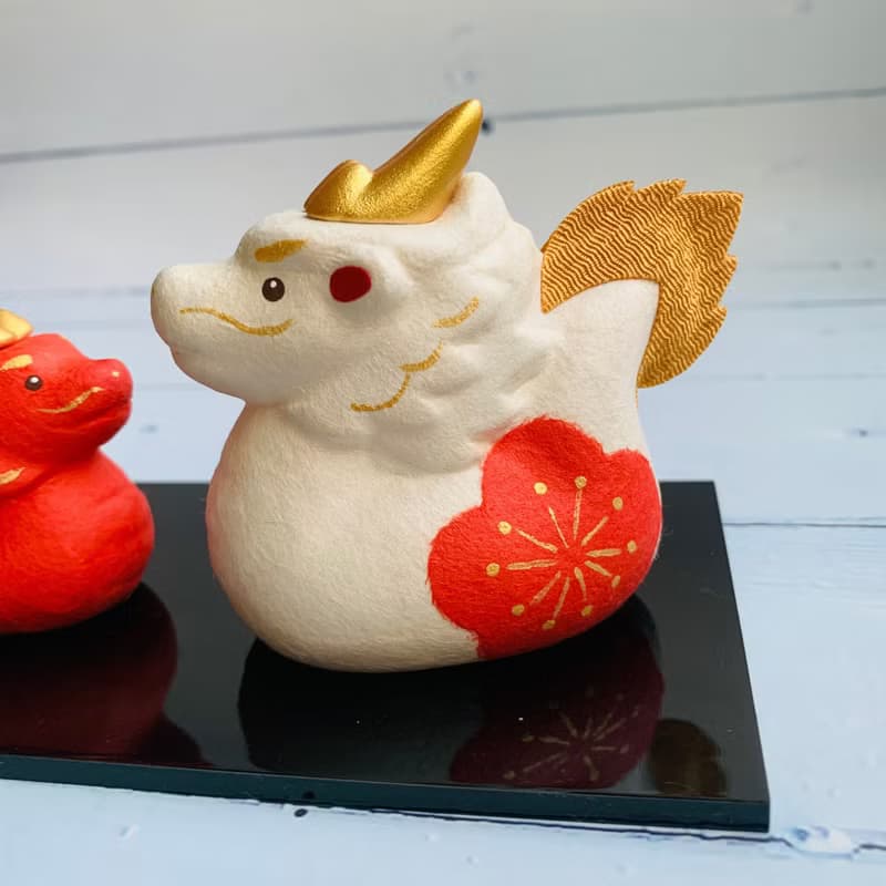 紅白福圓龍-親子組-和紙手工-生肖吉祥物(龍)
