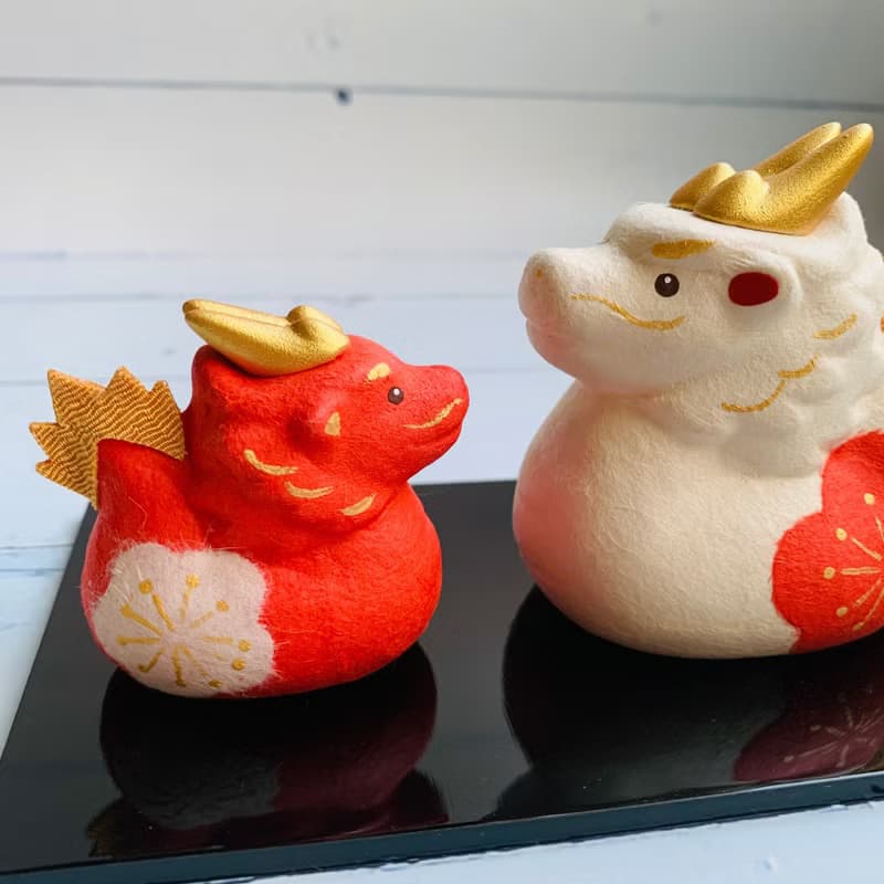 紅白福圓龍-親子組-和紙手工-生肖吉祥物(龍)