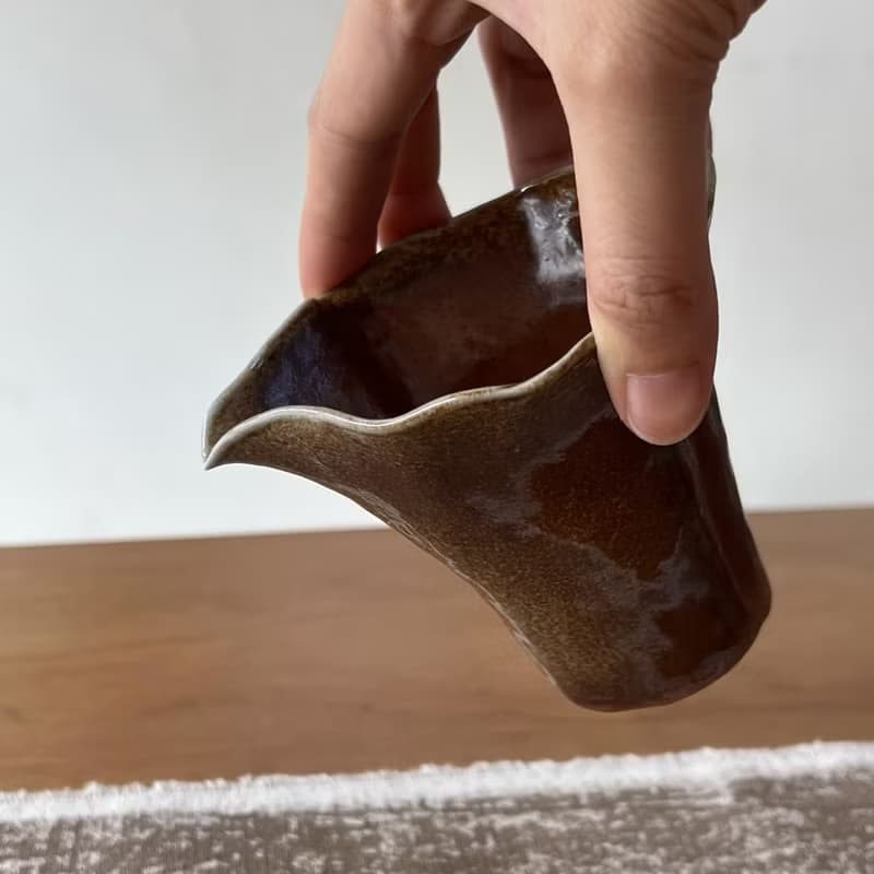 古畫 柴燒陶手捏茶海 小