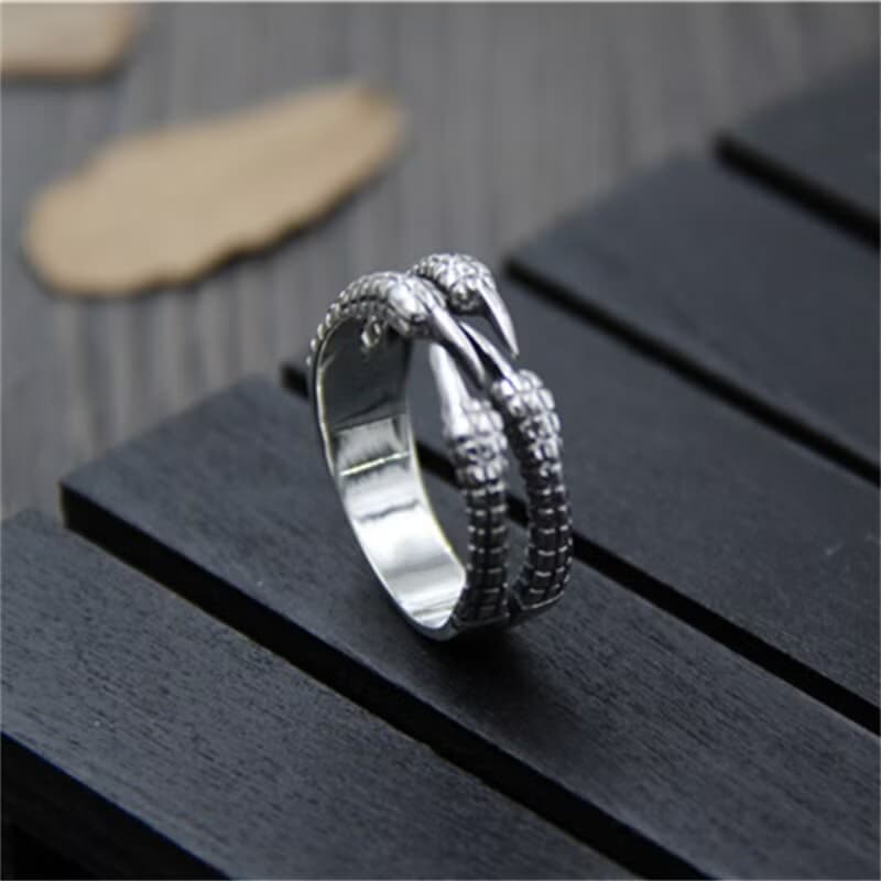 Real S 925 Sterling Silver Men Cool Dragon Claw Rings Exaggerated Vintage Thai