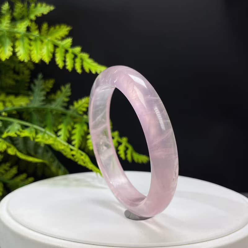 冰透粉晶手鐲 59MM 玫瑰水晶芙蓉 冰飄石英手環 助人緣 增強魅力