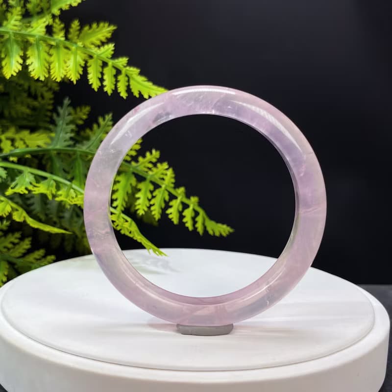 冰透粉晶手鐲 59MM 玫瑰水晶芙蓉 冰飄石英手環 助人緣 增強魅力