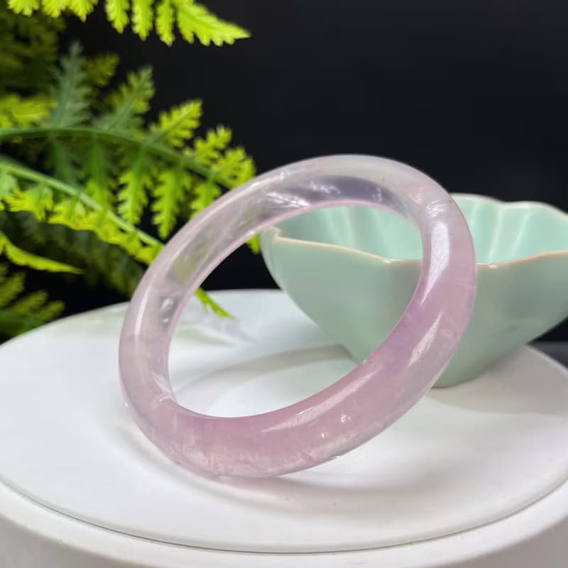 冰透粉晶手鐲 59MM 玫瑰水晶芙蓉 冰飄石英手環 助人緣 增強魅力