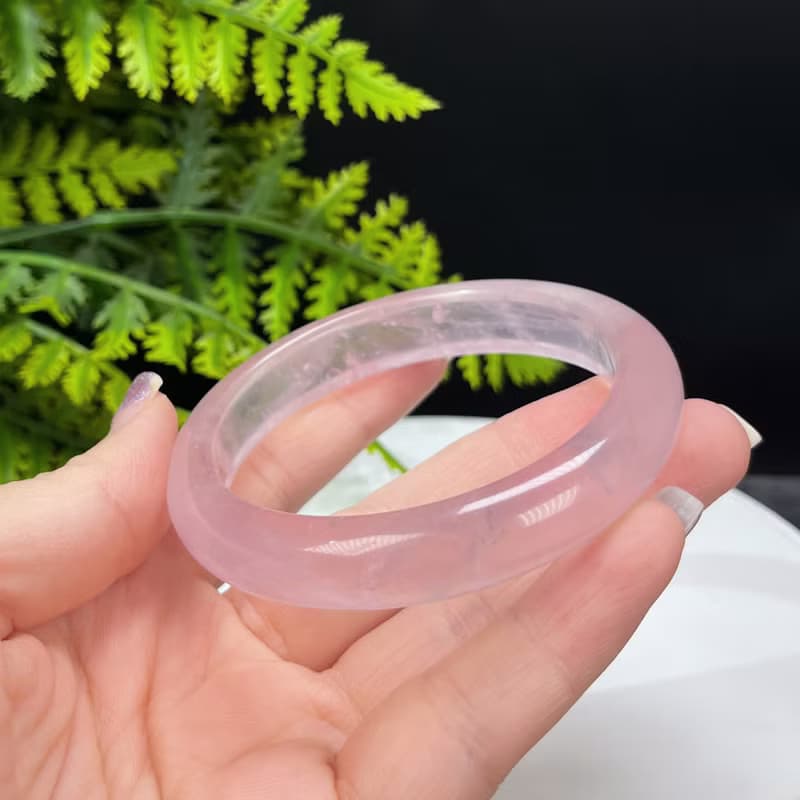 冰透粉晶手鐲 59MM 玫瑰水晶芙蓉 冰飄石英手環 助人緣 增強魅力