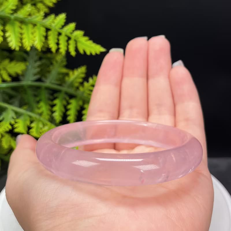 冰透粉晶手鐲 59MM 玫瑰水晶芙蓉 冰飄石英手環 助人緣 增強魅力