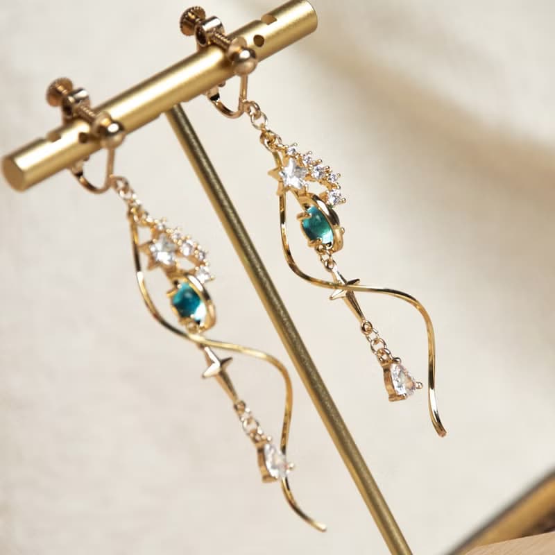 星旋 耳環 鍍真金 耳夾 耳針 純銀