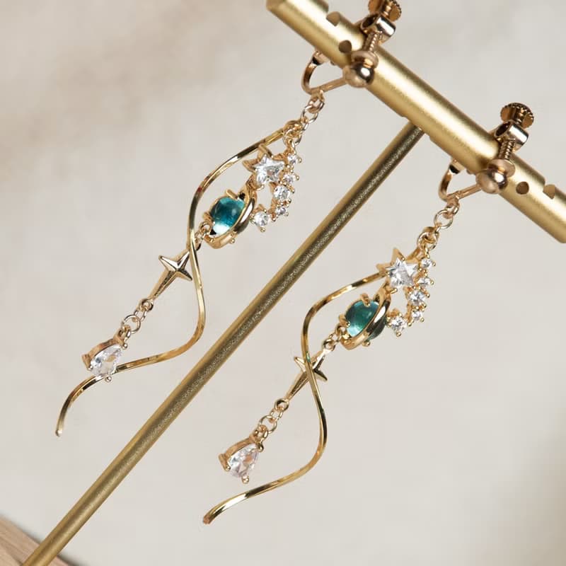 星旋 耳環 鍍真金 耳夾 耳針 純銀