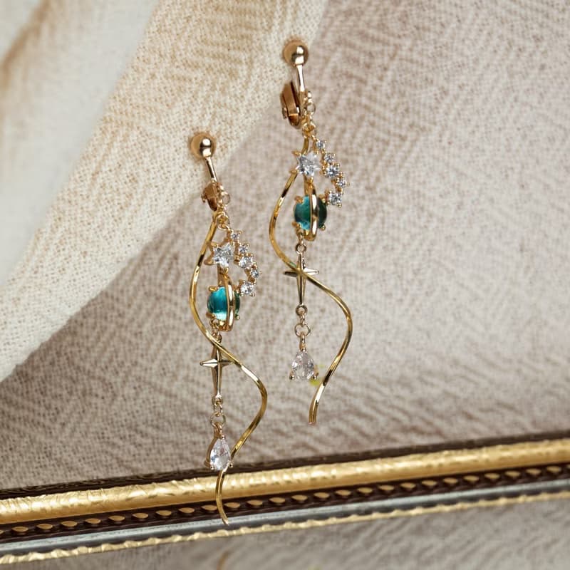 星旋 耳環 鍍真金 耳夾 耳針 純銀