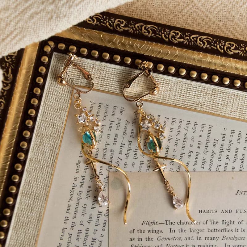 星旋 耳環 鍍真金 耳夾 耳針 純銀