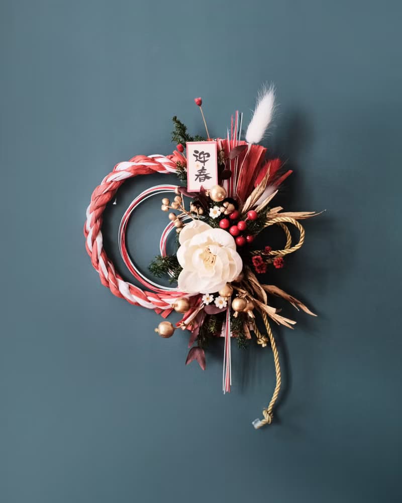 日系注連繩/紅白勝利/附3M掛鉤禮盒包裝/祈福乾燥花掛飾/開幕新居