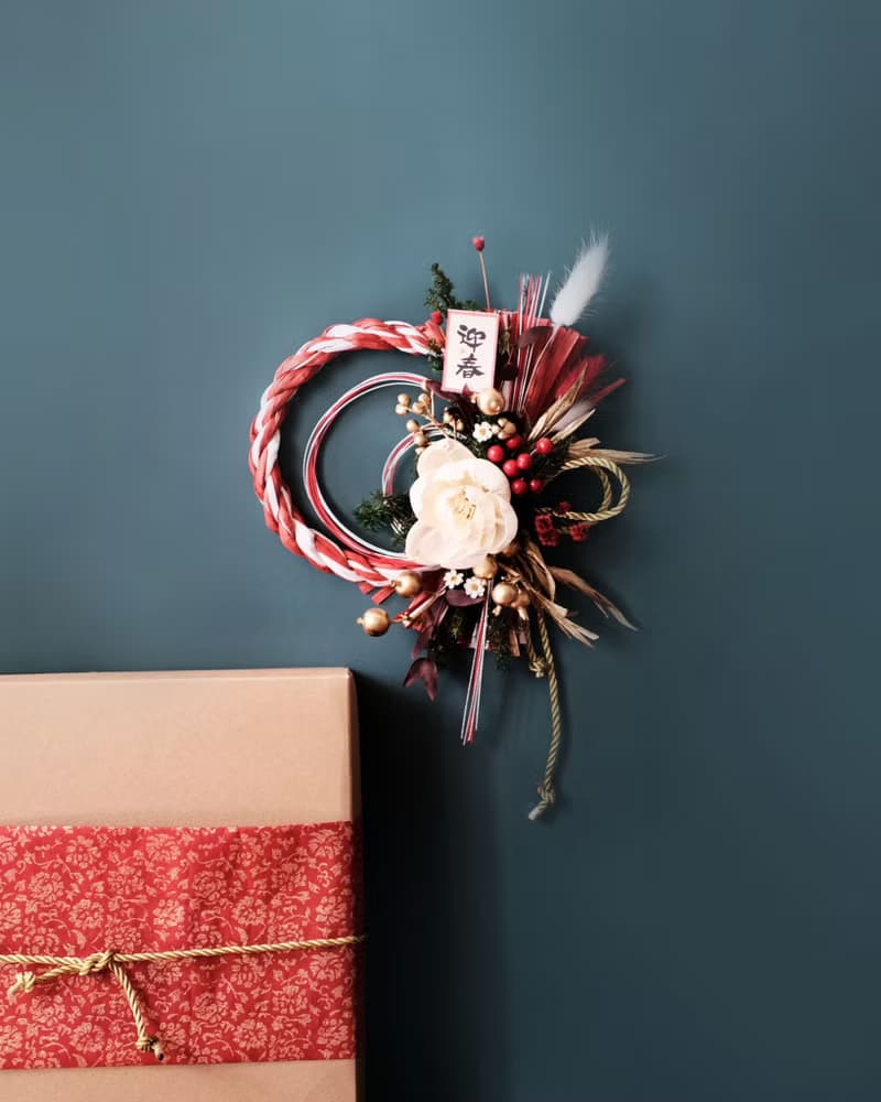 日系注連繩/紅白勝利/附3M掛鉤禮盒包裝/祈福乾燥花掛飾/開幕新居